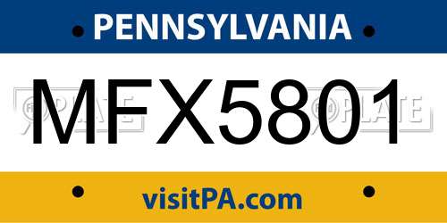 MFX5801 Pennsylvania License Plate
