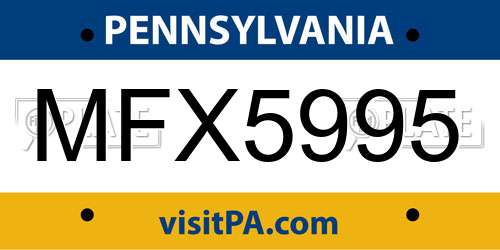 MFX5995 Pennsylvania License Plate
