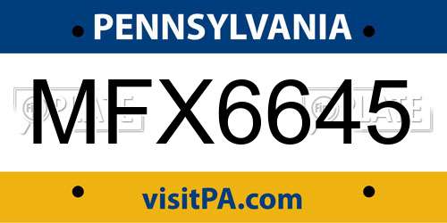 MFX6645 Pennsylvania License Plate