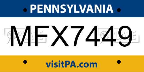 MFX7449 Pennsylvania License Plate