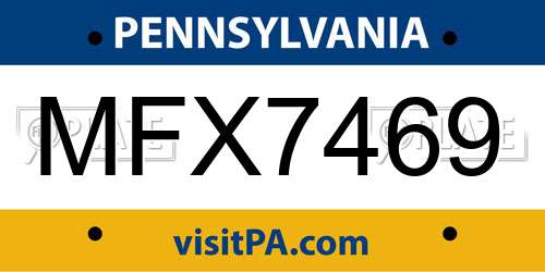 MFX7469 Pennsylvania License Plate