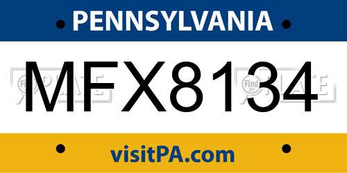 MFX8134 Pennsylvania License Plate
