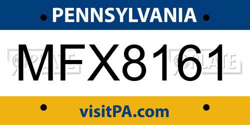MFX8161 Pennsylvania License Plate