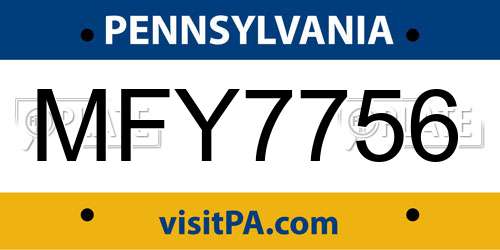 MFY7756 Pennsylvania License Plate