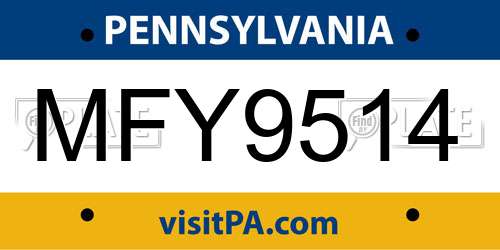 MFY9514 Pennsylvania License Plate