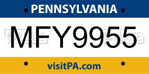 MFY9955 Pennsylvania License Plate