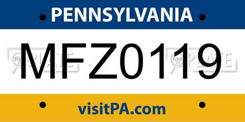 MFZ0119 Pennsylvania License Plate