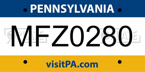MFZ0280 Pennsylvania License Plate