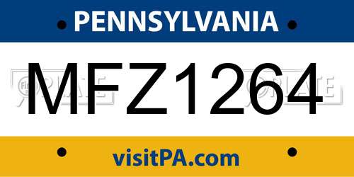 MFZ1264 Pennsylvania License Plate