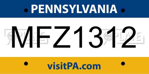 MFZ1312 Pennsylvania License Plate