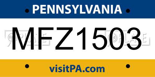 MFZ1503 Pennsylvania License Plate