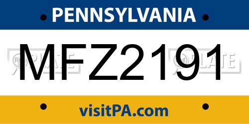 MFZ2191 Pennsylvania License Plate