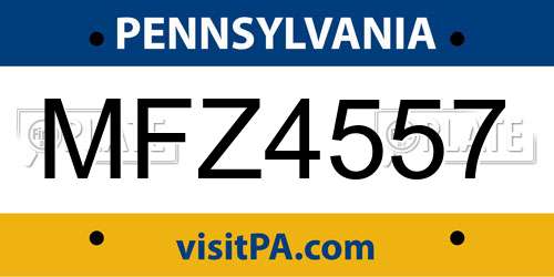 MFZ4557 Pennsylvania License Plate