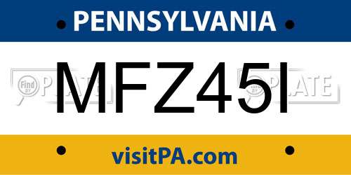 MFZ45I Pennsylvania License Plate