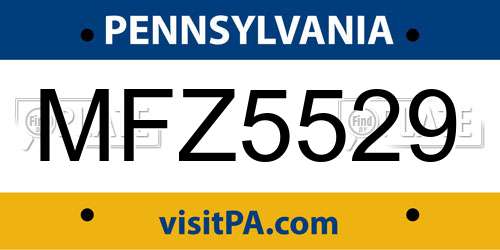 MFZ5529 Pennsylvania License Plate