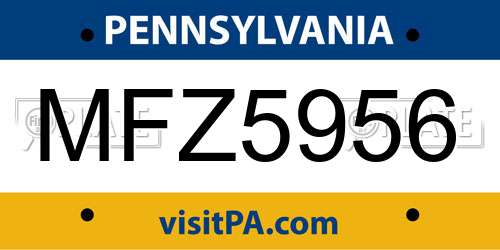 MFZ5956 Pennsylvania License Plate