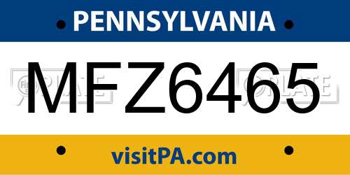 MFZ6465 Pennsylvania License Plate