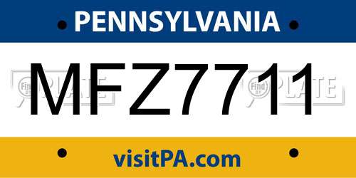MFZ7711 Pennsylvania License Plate
