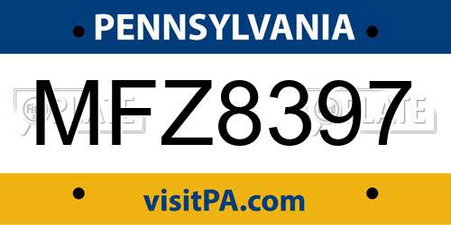 MFZ8397 Pennsylvania License Plate