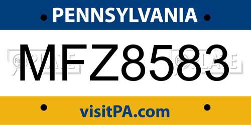 MFZ8583 Pennsylvania License Plate