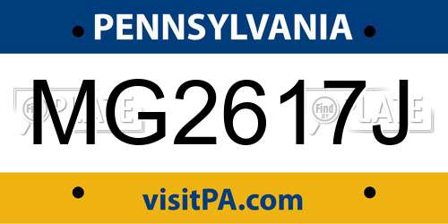 MG2617J Pennsylvania License Plate