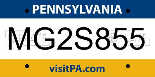 MG2S855 Pennsylvania License Plate