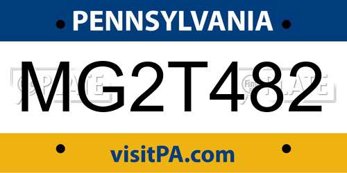 MG2T482 Pennsylvania License Plate