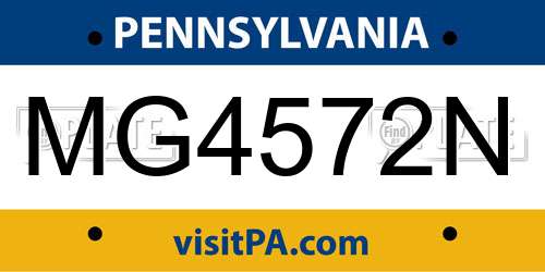 MG4572N Pennsylvania License Plate