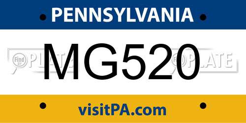 MG520 Pennsylvania License Plate