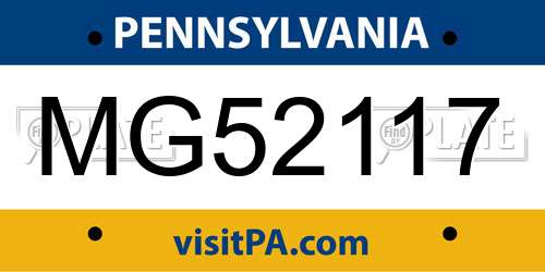 MG52117 Pennsylvania License Plate
