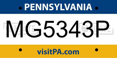 MG5343P Pennsylvania License Plate