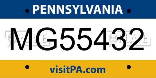 MG55432 Pennsylvania License Plate