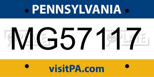 MG57117 Pennsylvania License Plate