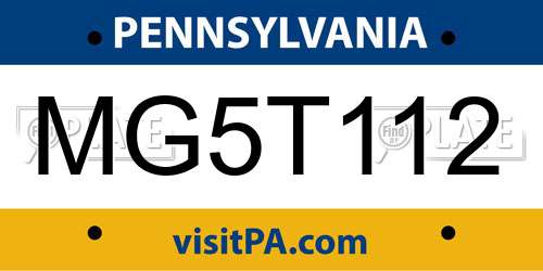 MG5T112 Pennsylvania License Plate