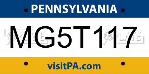 MG5T117 Pennsylvania License Plate