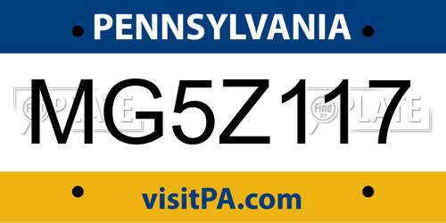 MG5Z117 Pennsylvania License Plate
