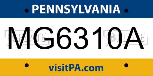 MG6310A Pennsylvania License Plate