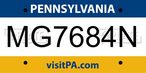 MG7684N Pennsylvania License Plate