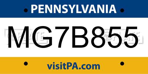MG7B855 Pennsylvania License Plate