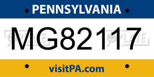 MG82117 Pennsylvania License Plate