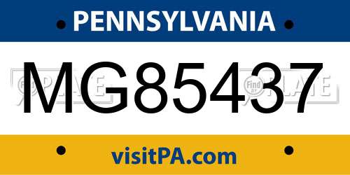 MG85437 Pennsylvania License Plate
