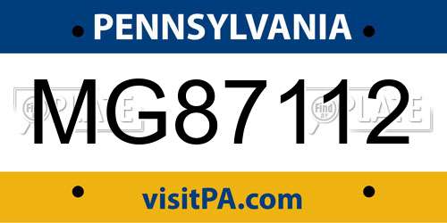 MG87112 Pennsylvania License Plate