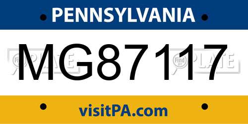 MG87117 Pennsylvania License Plate