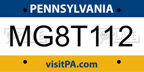MG8T112 Pennsylvania License Plate