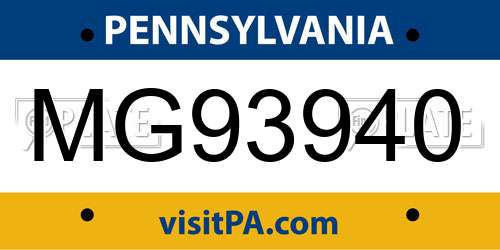 MG93940 Pennsylvania License Plate