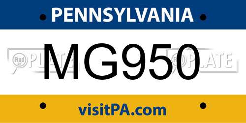 MG950 Pennsylvania License Plate