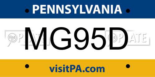 MG95D Pennsylvania License Plate