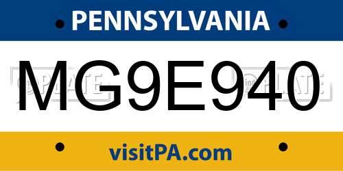 MG9E940 Pennsylvania License Plate