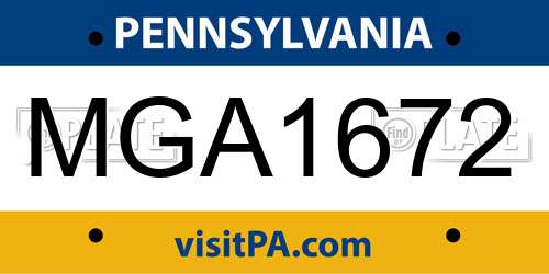 MGA1672 Pennsylvania License Plate