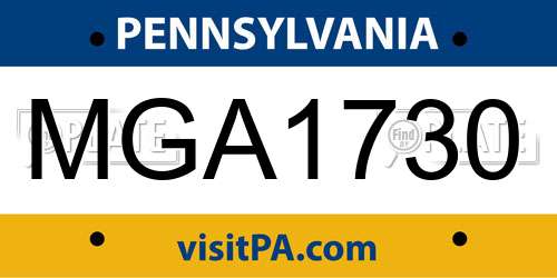 MGA1730 Pennsylvania License Plate